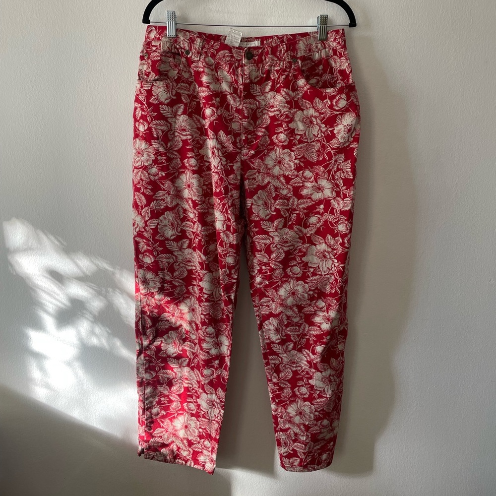 VTG Y2k Hawaiian tropical print red pants